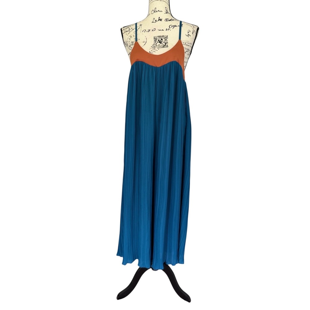 Nasty Gal Collection Plisse Wide Leg Jumpsuit Teal Orange Two Tone Size 4‎ - Picture 5 of 16